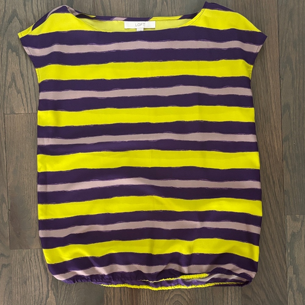 LOFT Women's Bold Striped Blouse - Yellow and Purple, Size S